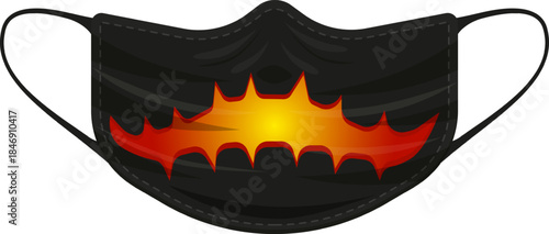 Face mask featuring stylized glowing bat design