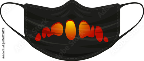 Black face mask expressing monster mouth design
