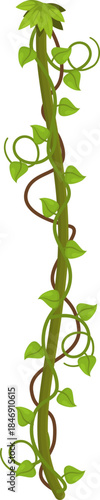 Lush jungle vine climbing winding green leaves