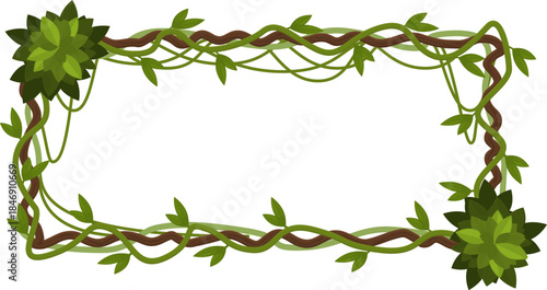Jungle lianas and leaves forming tropical frame