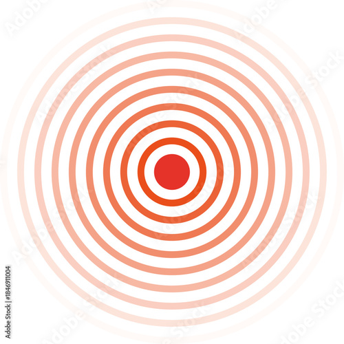 Radiating red concentric circles symbolizing pain or focus