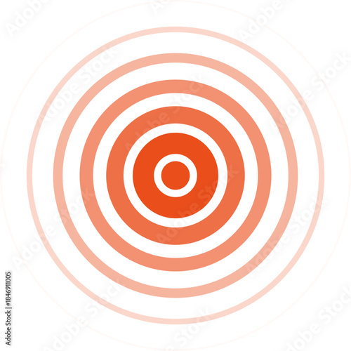 Point of pain radiating concentric warning circles