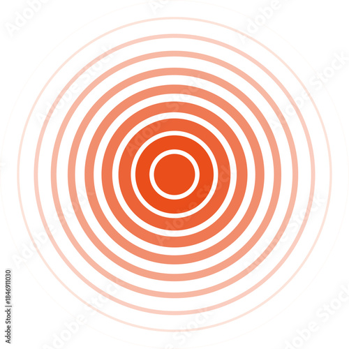 Radiating red circles representing pain hotspot or target area