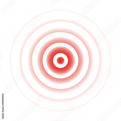Red concentric circles radiating pain or signal