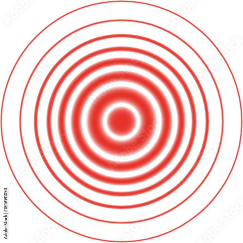 Red concentric circles radiating pain and focus signal