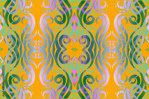 Luxurious batik flower line art pattern of indonesian culture traditional