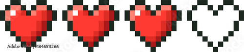 Pixel art hearts displaying game life points interface