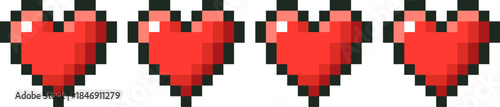 Red pixel hearts displaying classic video game life bar