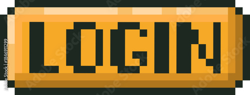 Pixel art login button user interface design