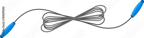 Jump rope with blue handles for exercising