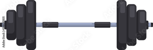 Barbell with weight plates for fitness training