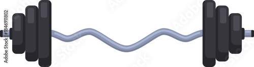 EZ curl barbell with weights for fitness training