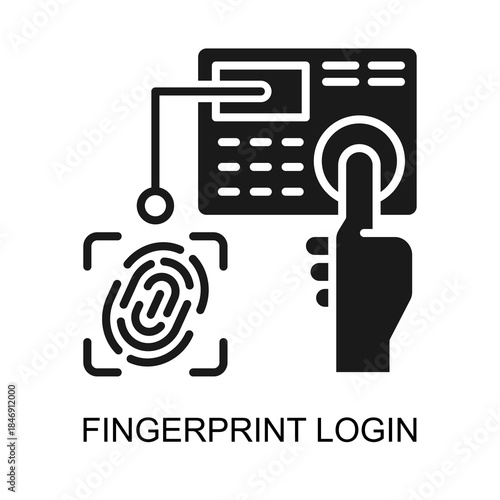 Fingerprint Login icon glyph vector illustration