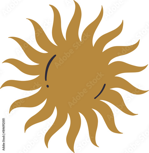 Golden sun drawing celestial symbol with radiating rays