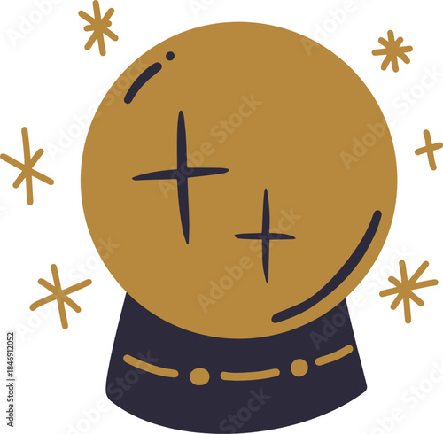 Crystal ball predicting future and fortune illustration