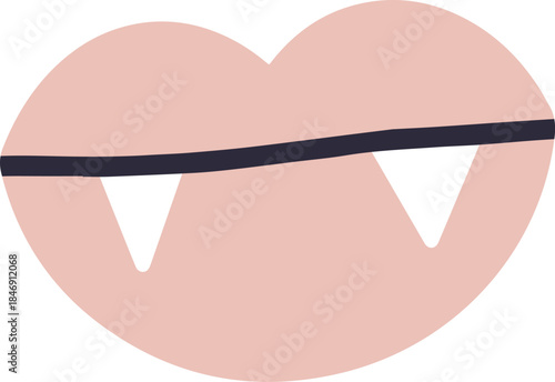 Pink lips with vampire fangs illustration