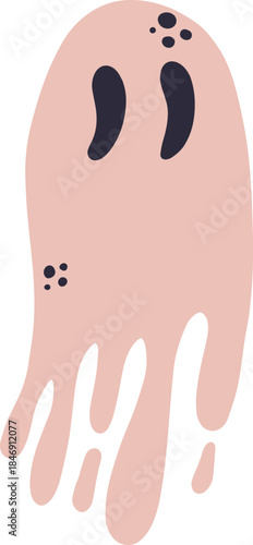 Little cute pink ghost illustration for Halloween holiday