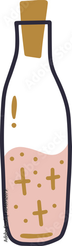 Magic potion bottle with healing cross symbols