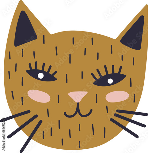 Cute cat face drawing for children's design