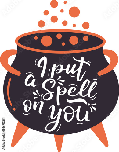 Witch cauldron brewing a magical Halloween spell potion