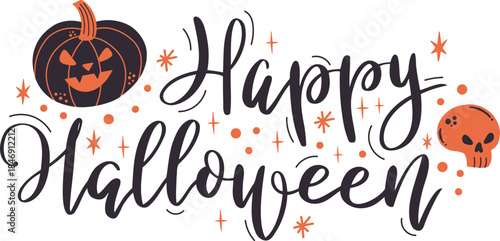 Happy Halloween text celebrating seasonal autumn holiday
