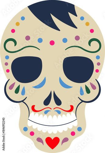 Mexican sugar skull celebrating Day of the Dead tradition