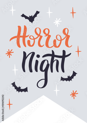 Horror Night lettering Halloween bats stars banner
