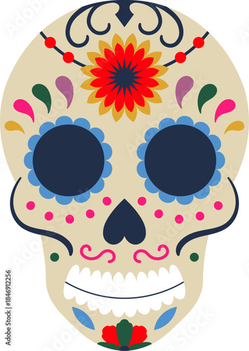 Sugar skull vector art celebrating Day of the Dead