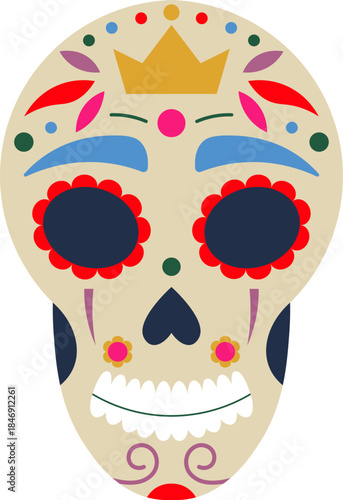 Mexican sugar skull celebrating Day of the Dead