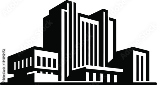 Government Institution or University Building Silhouette Icon Vector