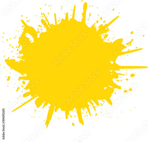 Yellow ink blot splash spreading creative messy stain