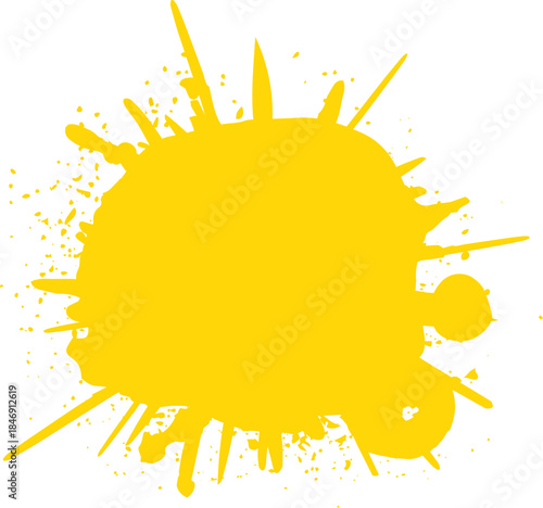 Yellow ink blot splash spreading grunge texture