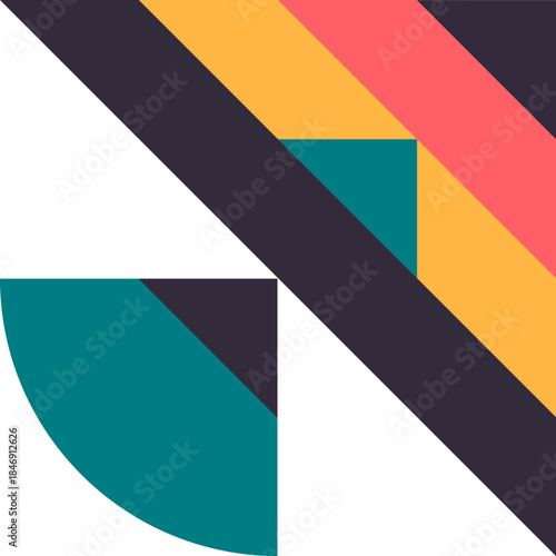 Free Download Geometric composition with diagonal lines and colorful shapes - GFXLoad