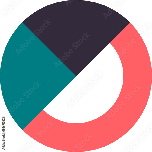 Abstract geometric circle with colorful divided sections
