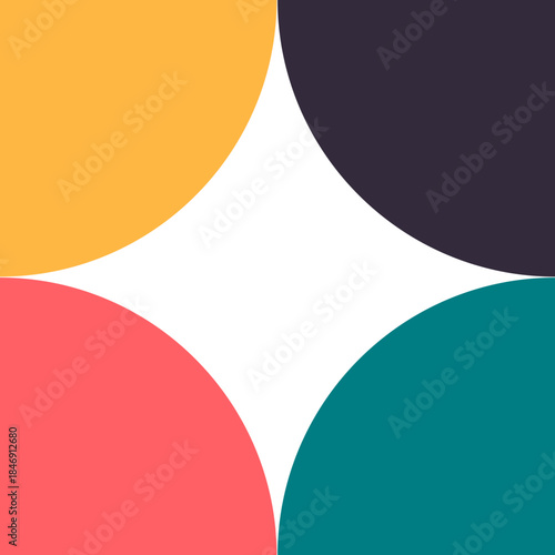 Colorful circle segments creating a star shape background