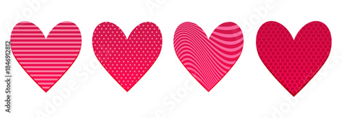 Set of Four Abstract Red Hearts