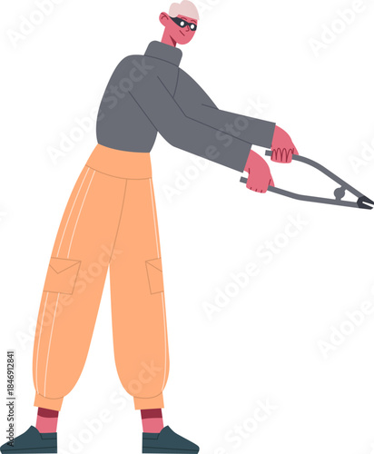 Burglar holding tool preparing illegal activity