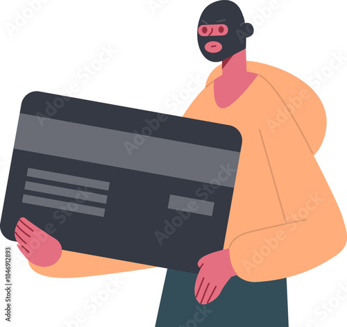 Criminal hacker holding stolen credit card data