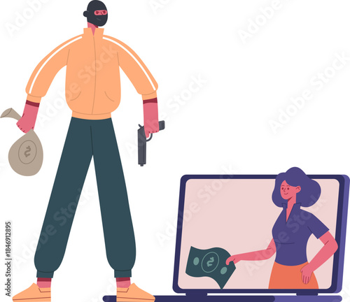 Cyber criminal stealing money from online user