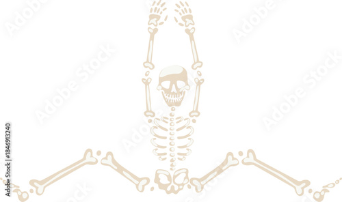 Skeleton sitting reaching performing flexibility exercise