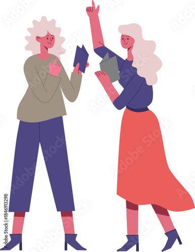 Women reading books discussing ideas learning