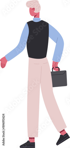 Businessman walking with briefcase going to work