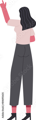 Woman pointing up showing direction or choice