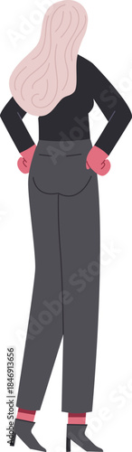 Woman with hands on hips looking forward