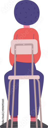 Anonymous person sitting on chair, back to viewer