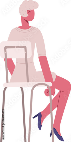 Woman sitting backwards on chair looking sideways