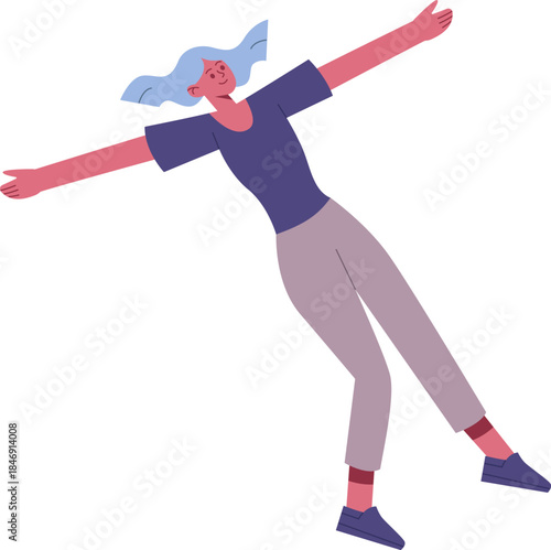 Happy woman floating freely with outstretched arms