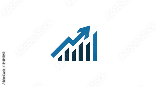Upward trending bar chart with arrow, symbolizing business growth, financial success, market increase, and positive progress.