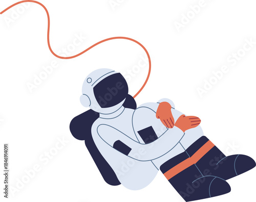 Astronaut floating in space feeling alone and lost