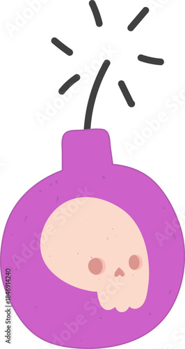 Bomb with skull representing danger and toxicity